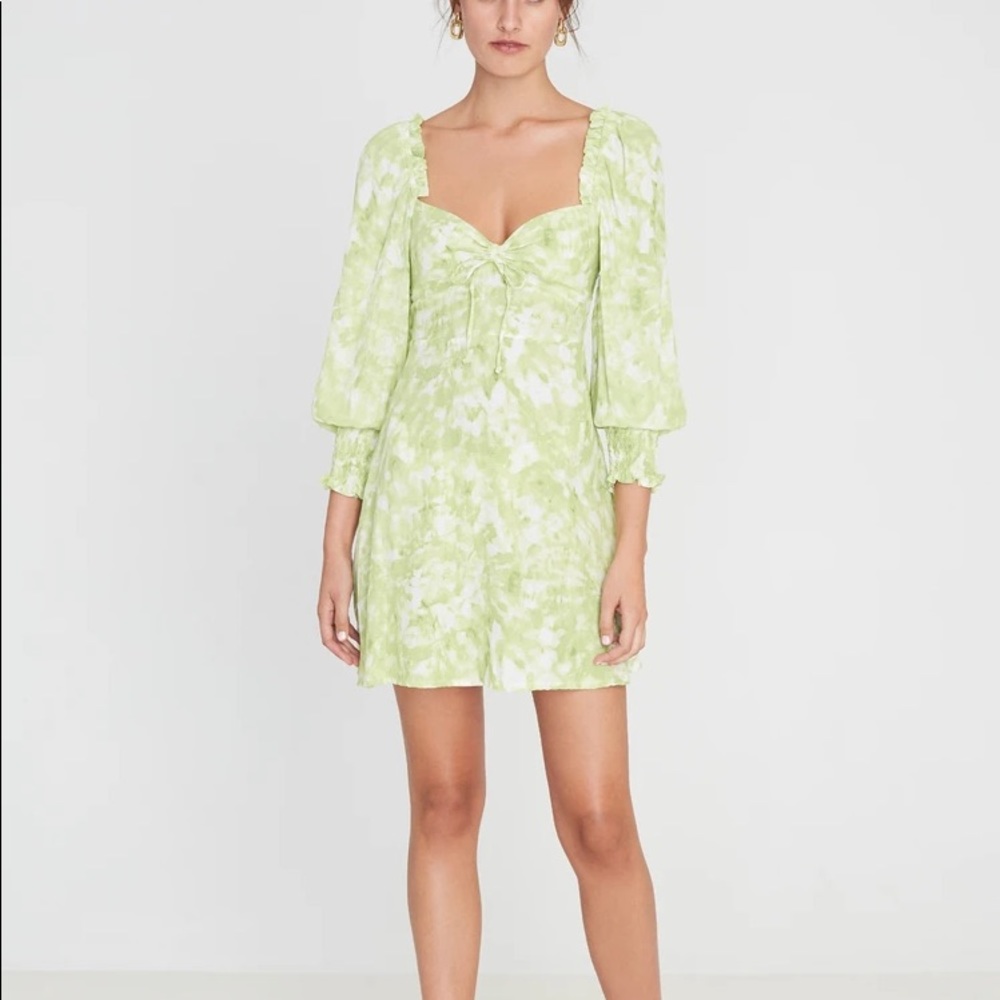 NWT Faithfull the Brand Arianne Roos Lime Green Mini Dress - Picture 2 of 16